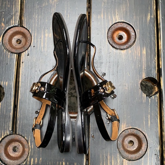 Coach Patent Leather Sandals with Gold Hardware - Picture 4 of 8